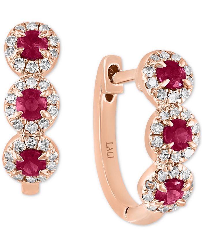 LALI Jewels 14K Gold Polished 0.28ctw Diamond Geometric J-Hoop Earrings