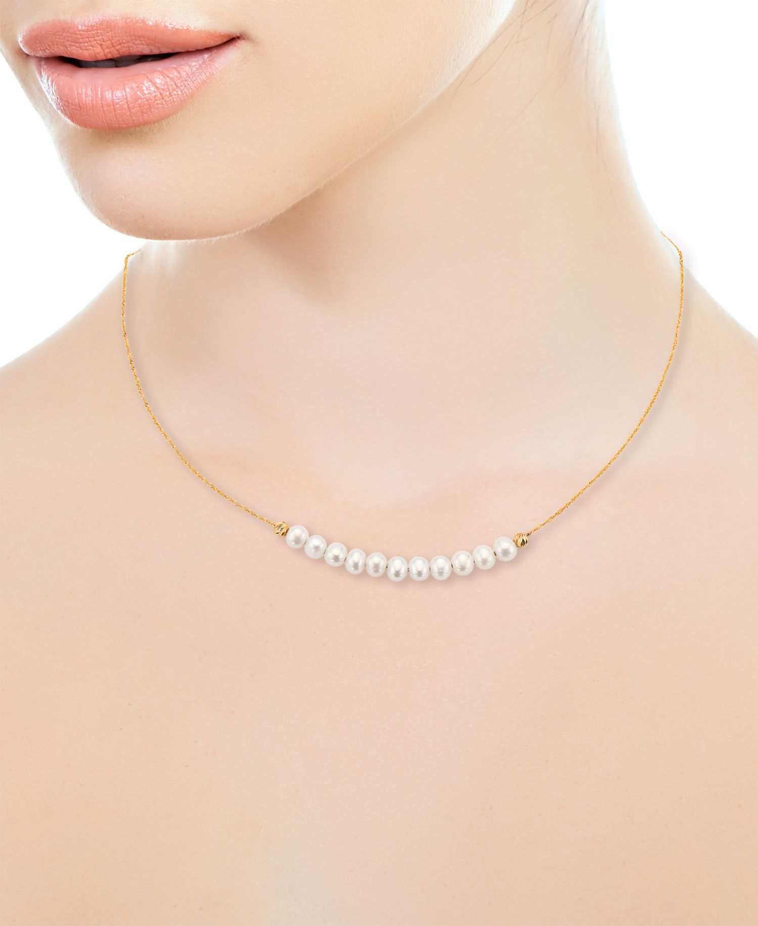 EFFY® Cultured Freshwater Pearl (5-1/2mm) 18" Statement Necklace in 14k Gold