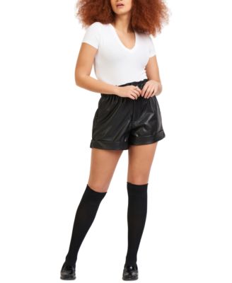 Black Tape - Petite Faux-Leather Shorts