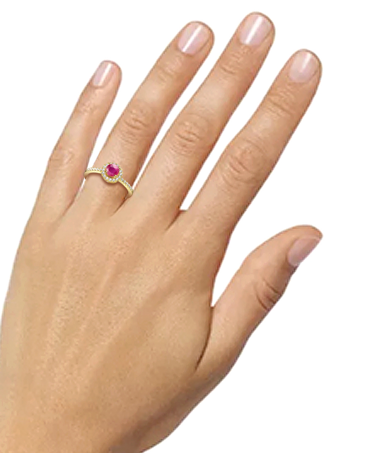 Sapphire (5/8 ct. t.w.) & Diamond (1/5 ct. t.w.) Halo Ring in 14k White Gold (Also in Emerald & - Ruby