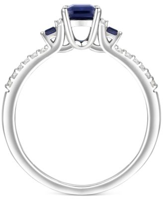 Sapphire (7/8 ct. t.w.) & Diamond (1/6 ct. t.w.) Ring in 14k White Gold (Also in Emerald & Ruby)