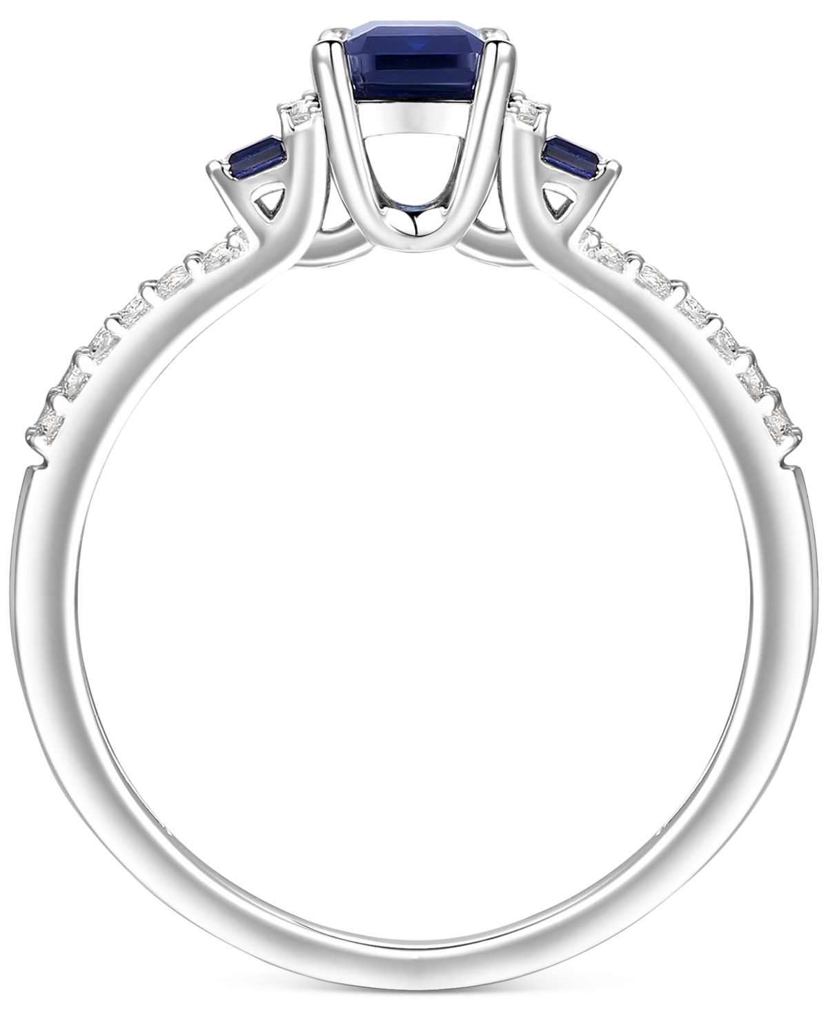 (7/8 ct. t.w.) & Diamond (1/6 ct. t.w.) Ring in 14k White Gold (Also in Emerald & Ruby) - Sapphire