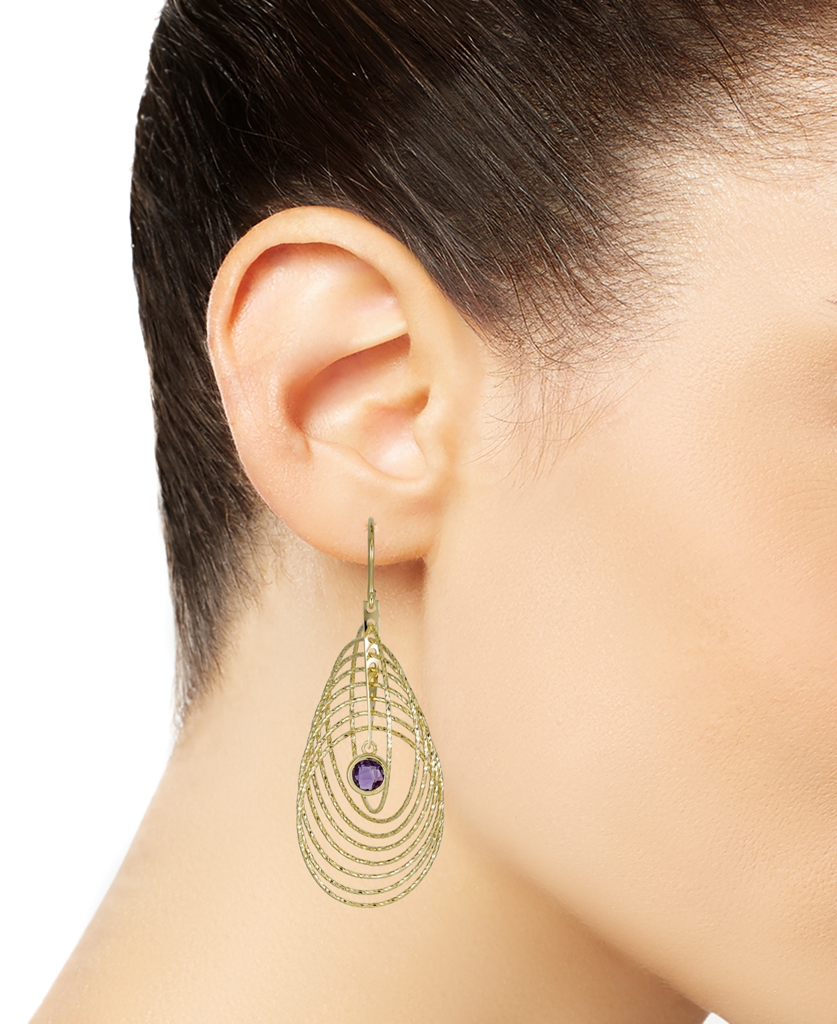 Garnet Bezel Spiral Drop Earrings (2 ct. t.w.) in 14k Gold-Plated Sterling Silver (Also  - Amethyst