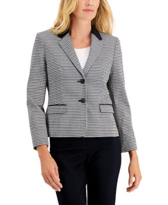 petite houndstooth blazer
