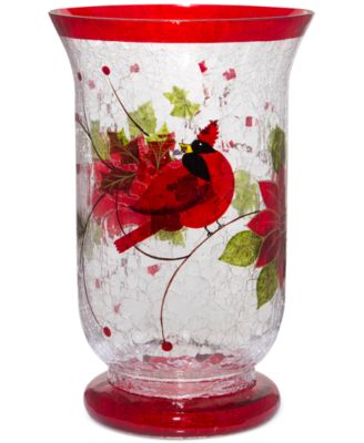 Home Essentials - 9.7" Poinsettia Glass Hurricane