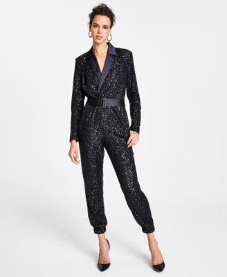 INC International Concepts Collared Sequin Jumpsuit Created for Macy s Macy s