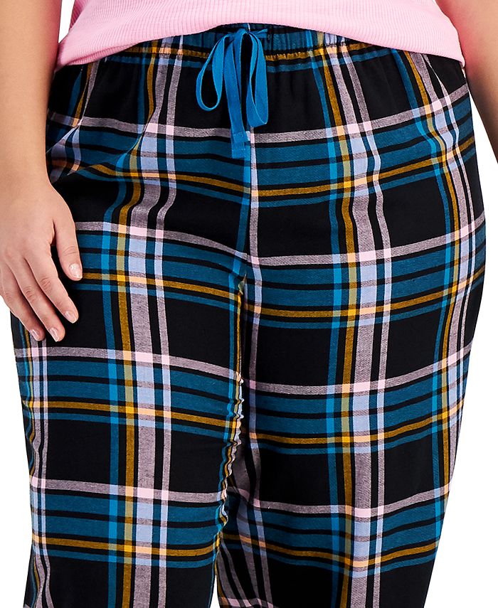 Jenni Plus Size Cotton Plaid Pajama Pants, Created for Macy's Macy's