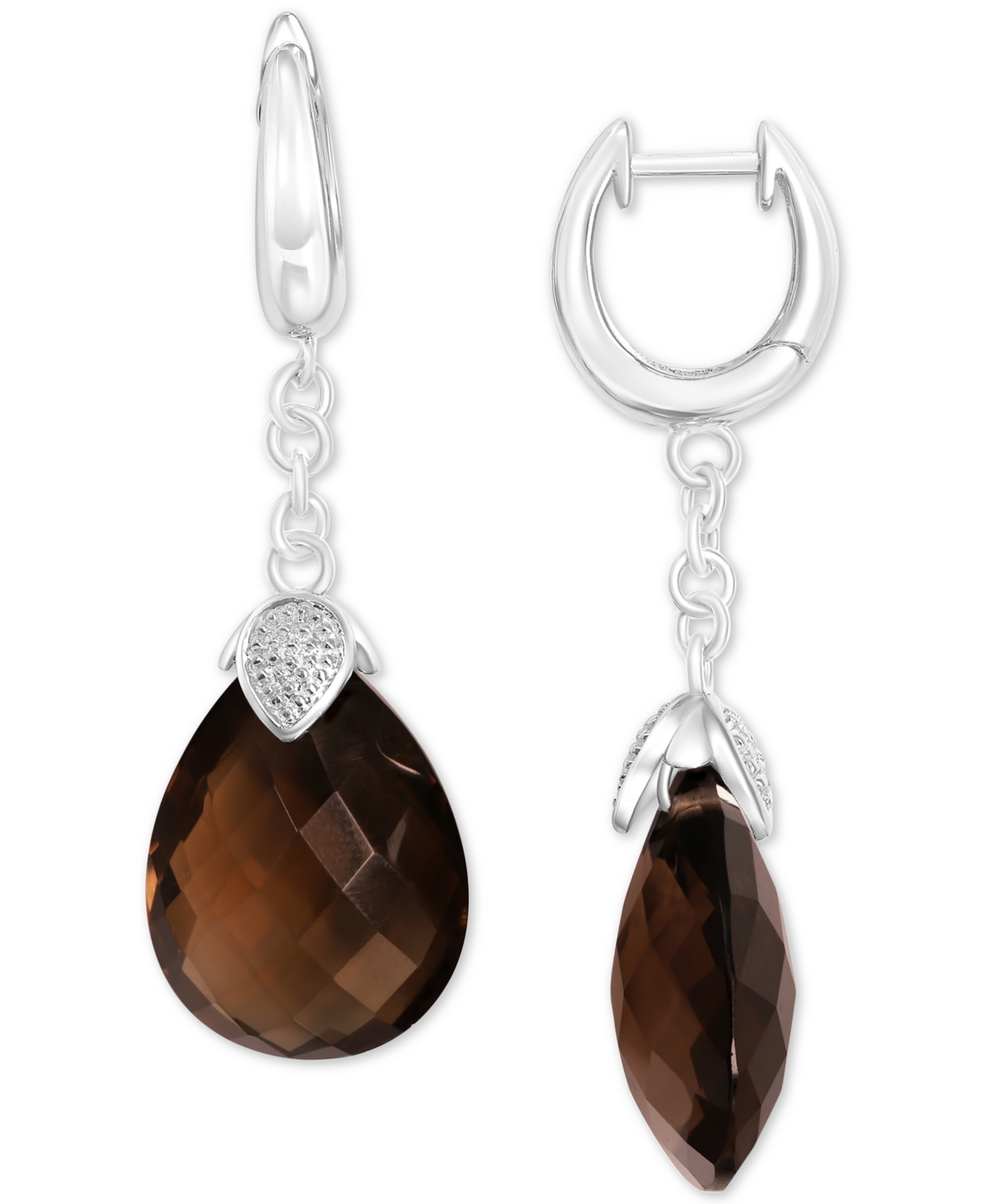 (25 ct. t.w.) & Cubic Zirconia Drop Earrings in Sterling Silver - Smoky Quartz