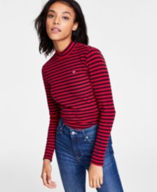 Striped Mock-Neck Rib Top