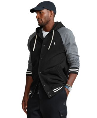 ralph lauren fleece hooded baseball jacket