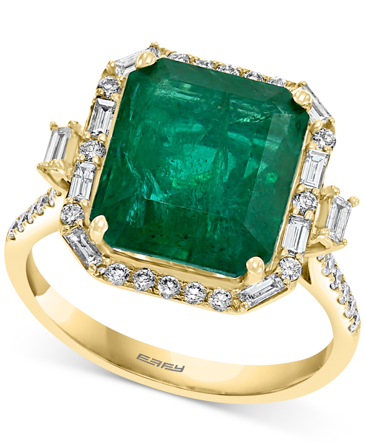Shop Effy Collection Effy Emerald (5-1/2 Ct. T.w.) & Diamond (1/2 Ct. T.w.) Statement Ring In 14k Gold Or 14k White Gold In Emerald,gold