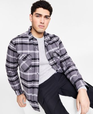 HUGO - Men's Espin Oversize-Fit Plaid Flannel Shirt