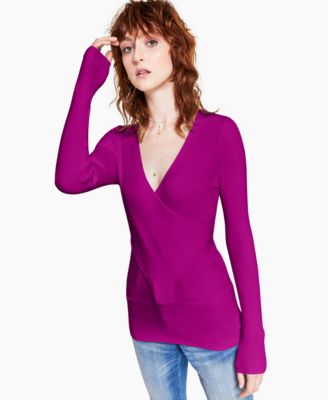 ribbed surplice sweater