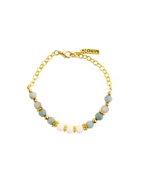 MINU JEWELS WOMEN'S NURELLE AIN BRACELET WITH AMAZONITE AND WHITE JADE BEADS