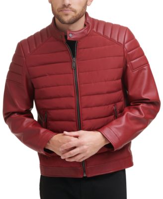 Mixed Media Quilted Racer Mens Jacket, Created for Macys