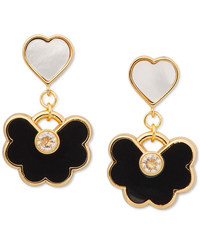 kate spade new york Gold-Tone Black Flower & Mother of Pearl Drop Earrings  & Reviews - Earrings - Jewelry & Watches - Macy's