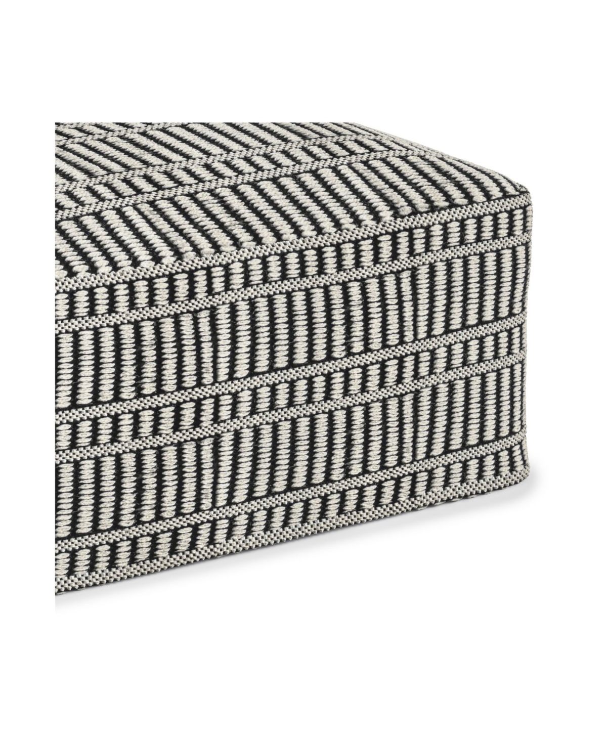 Macy's Safford Square Woven Outdoor And Indoor Pouf In Black And White