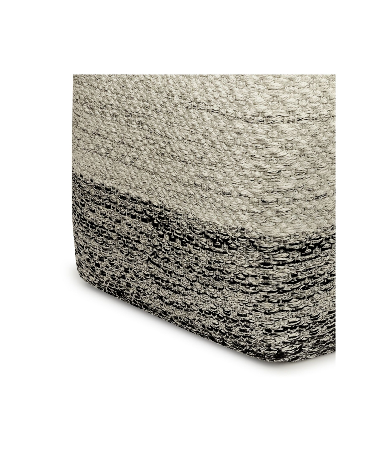 Macie Square Woven Outdoor and Indoor Pouf - Gray and White