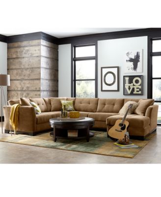 Furniture Elliot Fabric Microfiber 3-Piece Chaise Sectional Sofa, Created for Macy's