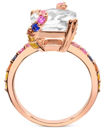 Macy's - White Quartz and Multi-Colored Sapphire Ring in 14K Rose Gold