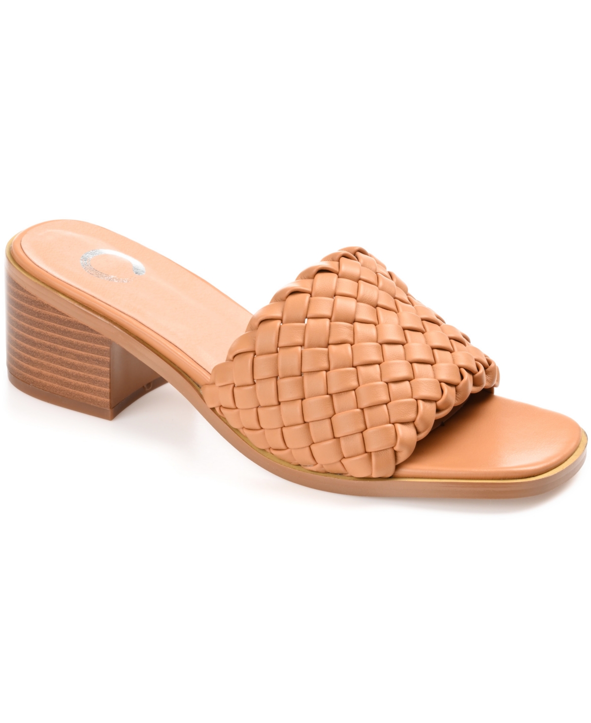 Women's Fylicia Woven Block Heel Slide Sandals - Tan