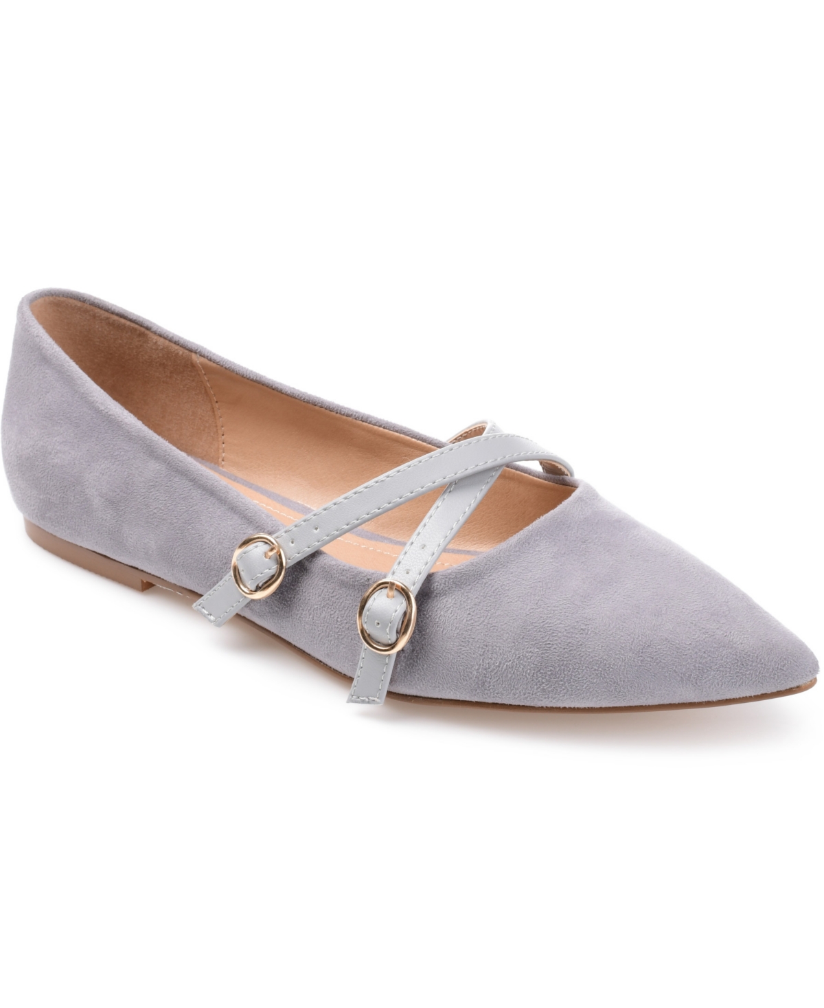Shop Journee Collection Women's Patricia Wide Width Slip On Pointed Toe Ballet Flats In Gray