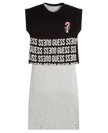 Big Girls Two Fer Organic Jersey Dress with Printed Logo Tee