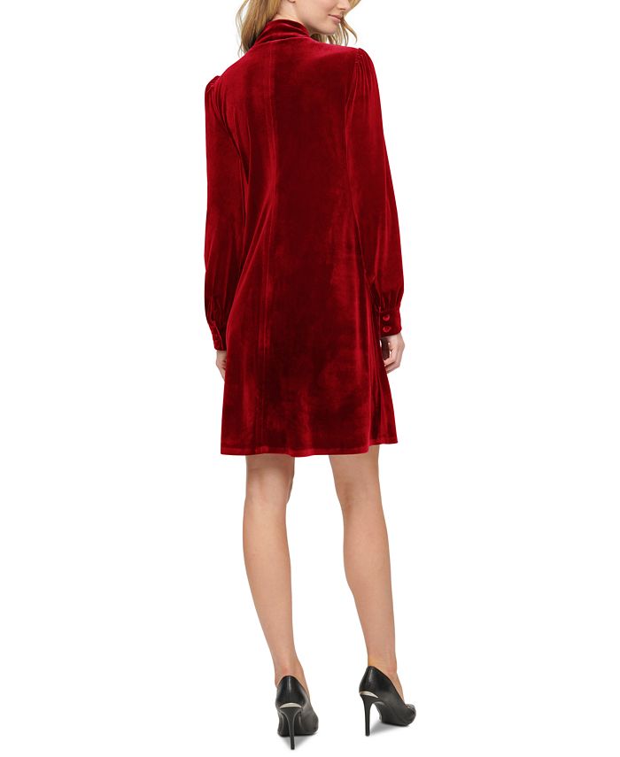Calvin Klein Velvet TieTrimmed VNeck Dress & Reviews Dresses