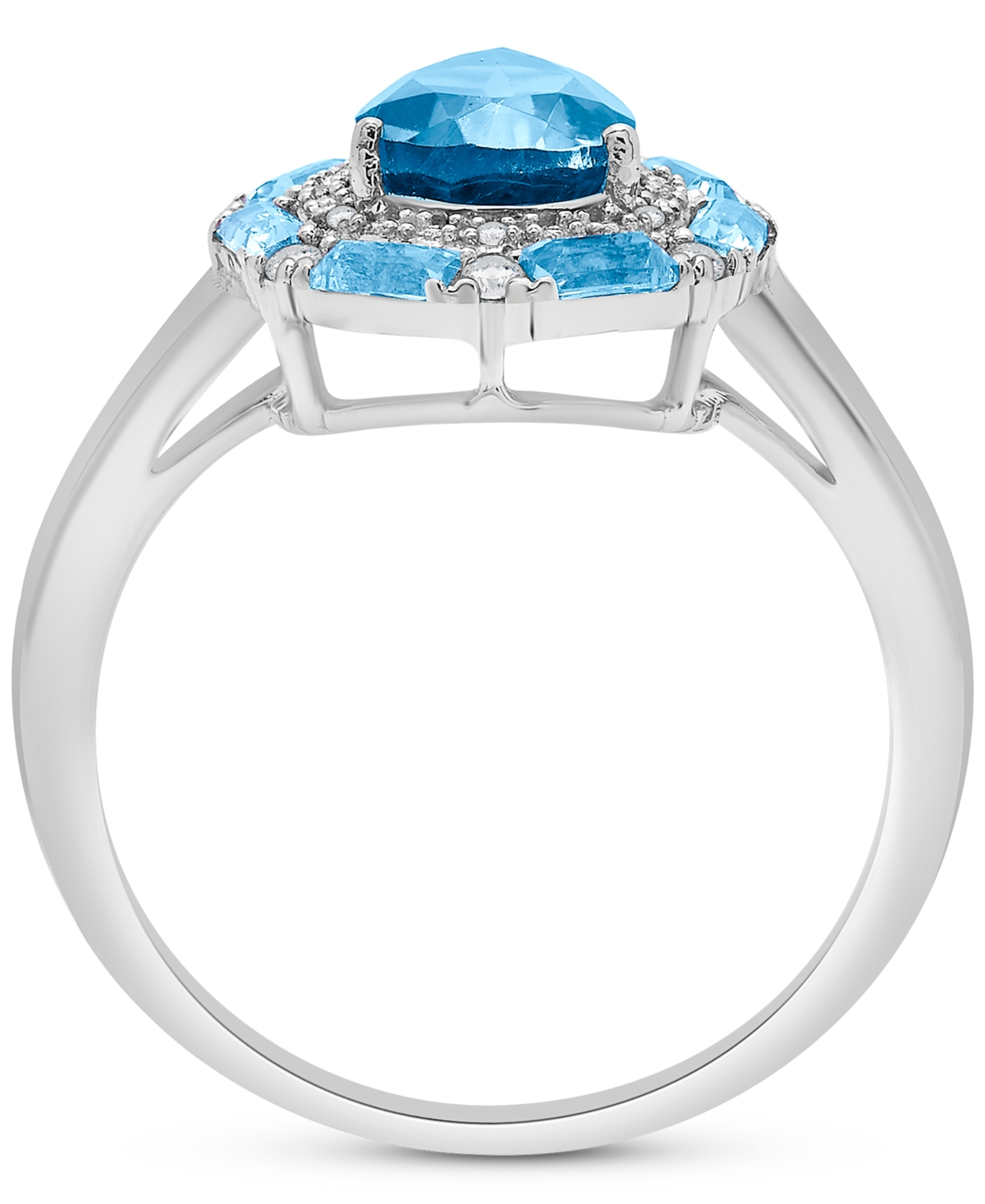 Swiss(3-3/8 ct. t.w.) & White Topaz (1/6 ct. t.w.) Teardrop Halo Ring in Sterling Silver (Also in Amethyst & Morganite) - Blue Topaz