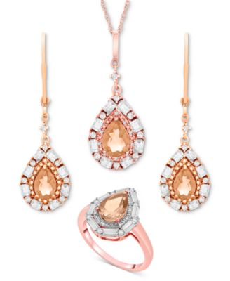 Swiss Blue Topaz (3-3/8 ct. t.w.) & White Topaz (1/6 ct. t.w.) Teardrop Halo Ring in Sterling Silver (Also in Amethyst & Morganite)