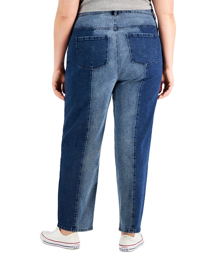 Style & Co Plus Size High Rise Two-Tone Jeans, Created for Macy's ...