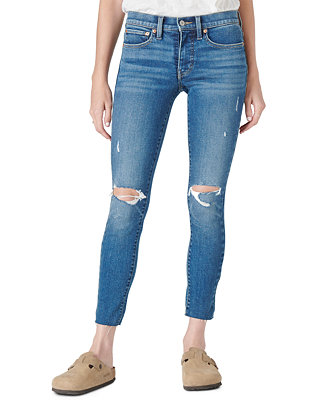 Lucky Brand Mid-Rise Destructed Cut-Hem Skinny Pants & Reviews - Jeans ...