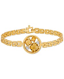 Citrine (3-1/5 ct. t.w.) & White Topaz (1/8 ct. t.w.) Panther Link Bracelet in 14k Gold-Plated Sterling Silver