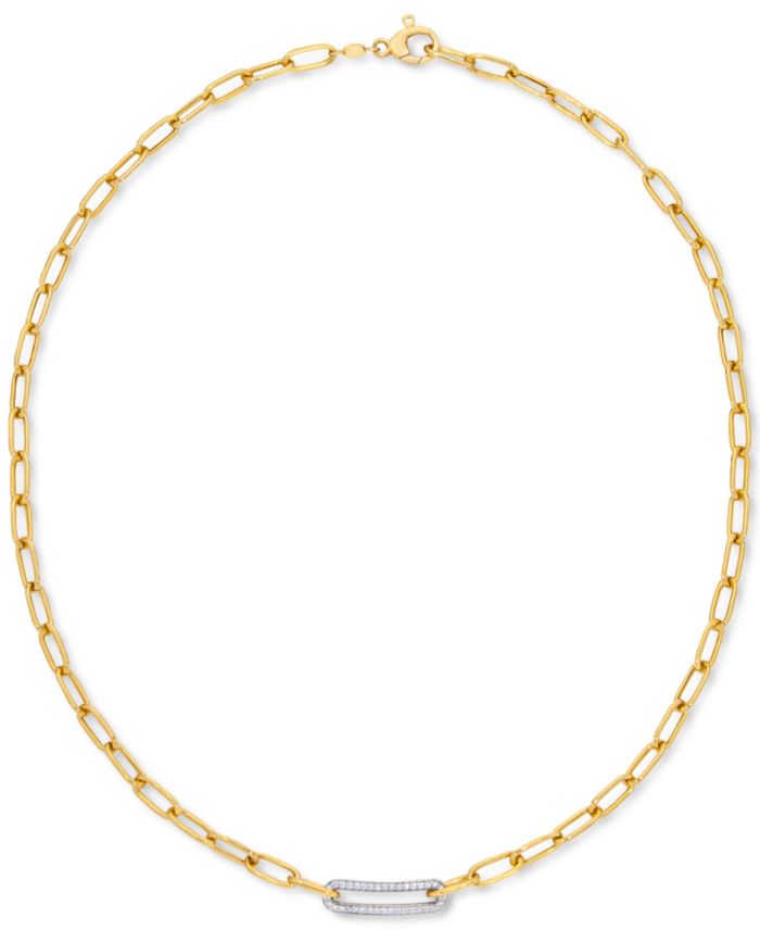 Diamond Bar Paperclip Link 18" Chain Necklace (1/5 ct. t.w.) in Sterling