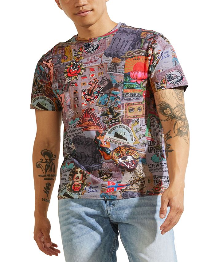 GUESS Men's Eco Vintage Collage T-Shirt & Reviews - T-Shirts - Macy's