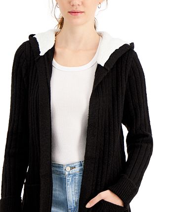 Crave Fame Juniors' Cozy Knit Sherpa Trim Cardigan & Reviews ...