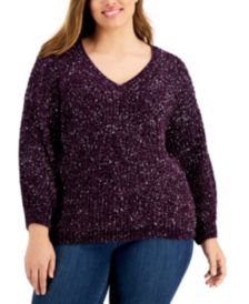 Plus Size Chenille V-Neck Sweater