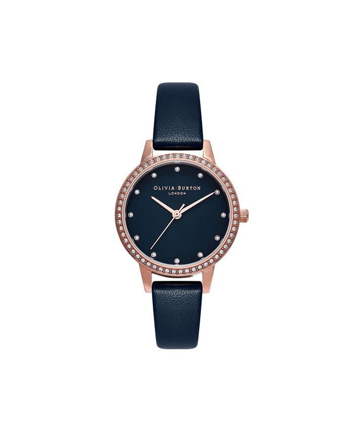 Olivia Burton Women s Timeless Classic Navy Leather Strap Watch