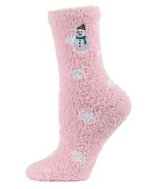 Women's Polka Dot Snowman Embroidery Cozy Socks