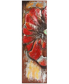 Red Poppy Detail Mixed Media Iron Hand Painted Dimensional Wall Art, 60" x 18" x 2.4"