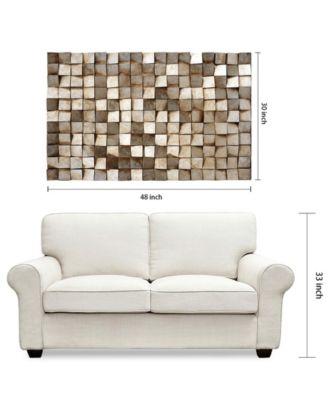 'Textured 1' Metallic Handed Painted Rugged Wooden Blocks Wall Sculpture - 48" x 30"