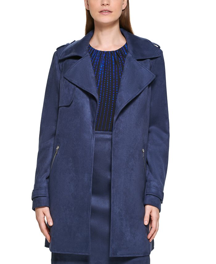 Calvin Klein Faux Suede Open Front Jacket & Reviews - Jackets & Blazers -  Women - Macy's