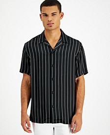 Men's Regular-Fit Stripe Camp Shirt, Created for Macy's