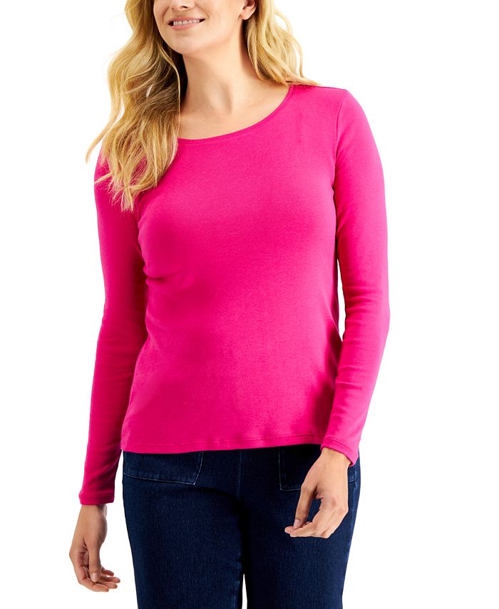 Charter Club Pima Cotton Long-Sleeve Top, Created for Macy's & Reviews ...