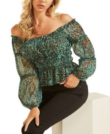 Off-the-Shoulder Animal Print Top