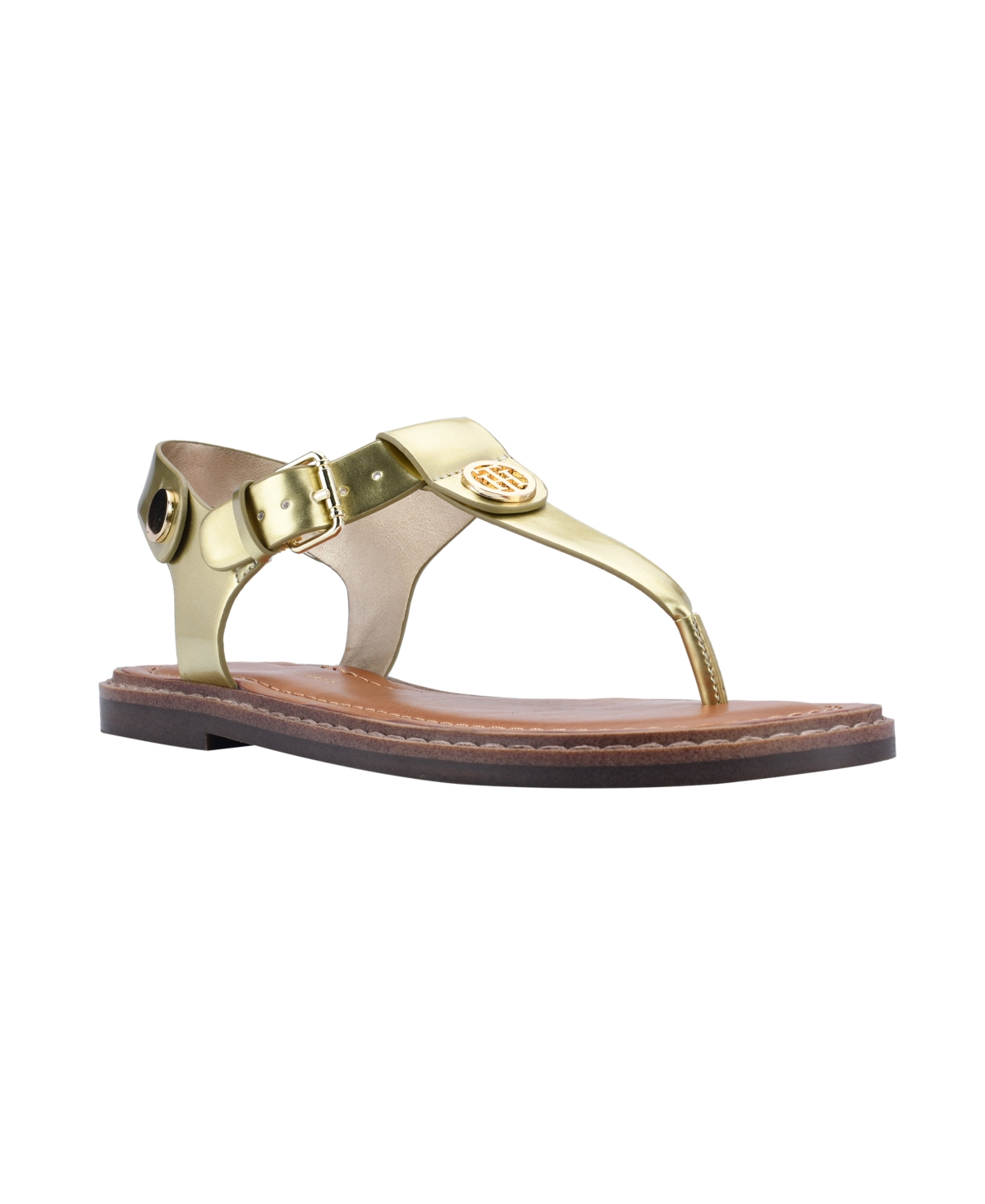 Shop Tommy Hilfiger Women's Bennia Thong Flat Sandals In Gold-tone