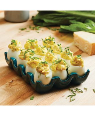 Solid Glaze Ceramics Egg Tray, 12-Cup