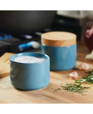 Ceramic Stacking Spice Box Set with Lid, 2-Piece