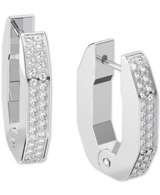 Swarovski - Silver-Tone Crystal Small Octagon Hoop Earrings