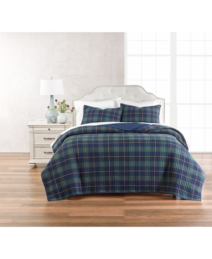 Martha Stewart Collection Navy Stripe Quilt, Twin, Created For Macy's